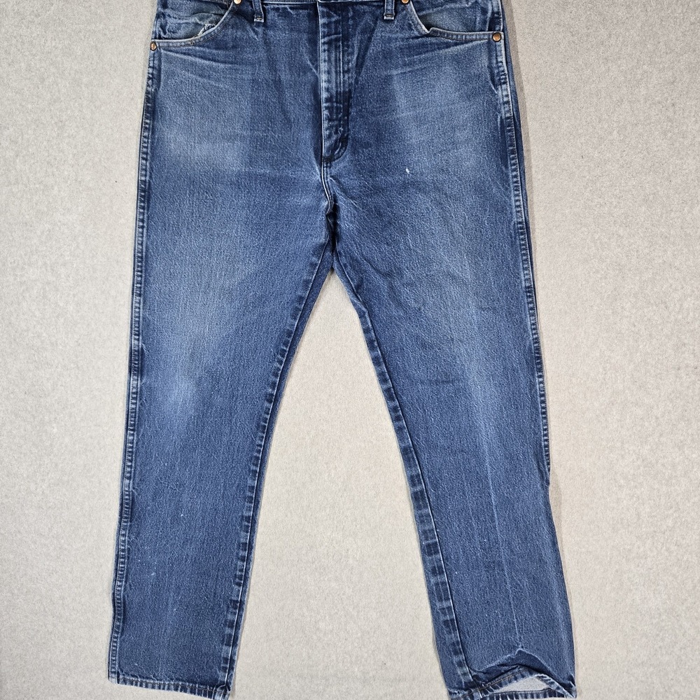 Wrangler Men Jeans 38X34 Blue Denim 13MWZ Cowboy Cut Original Fit 32" Inseam